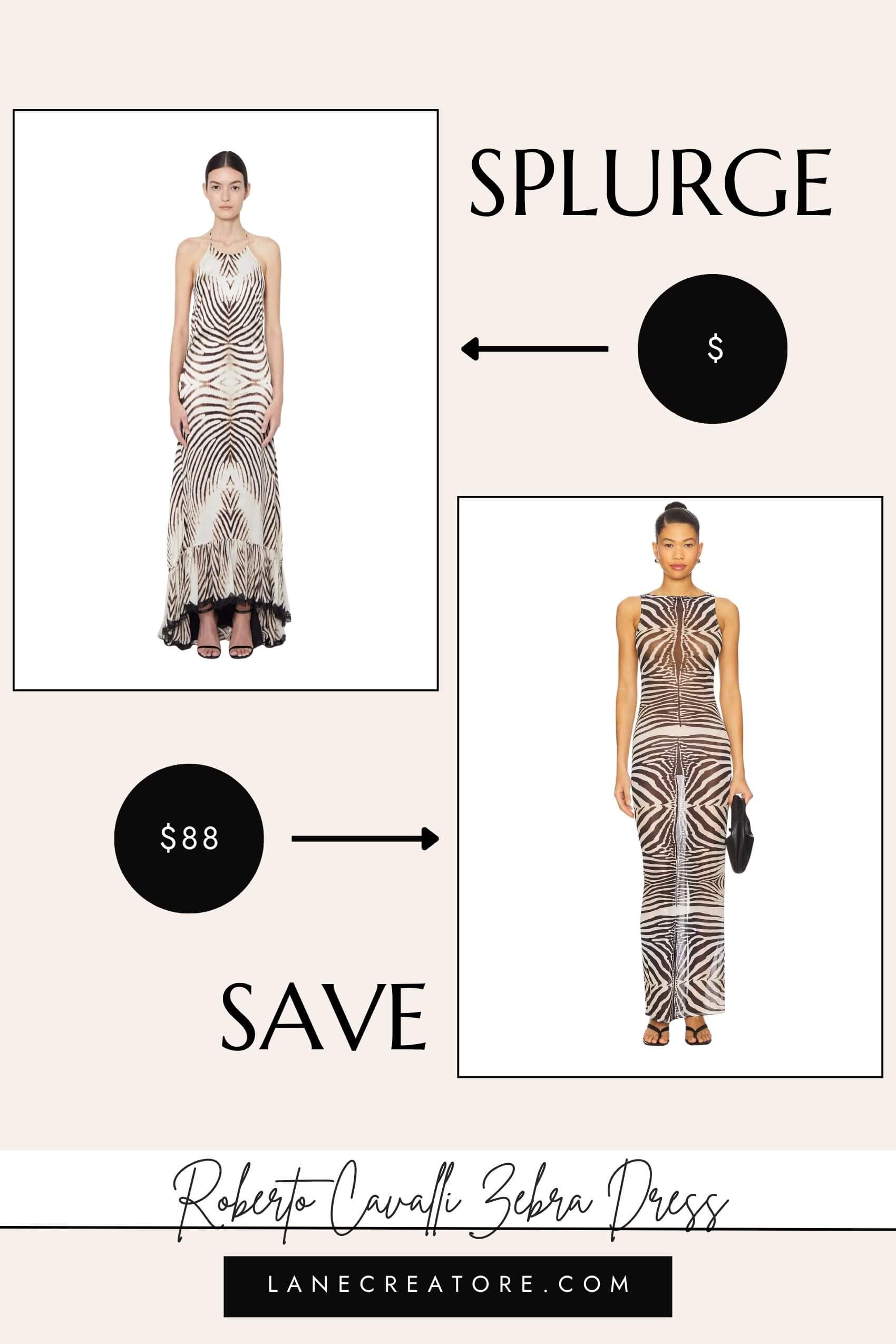 roberto cavalli zebra dress dupe